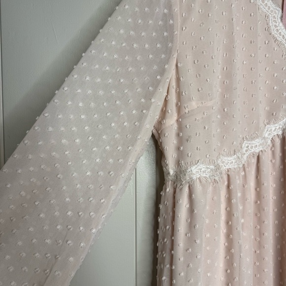 Pink Polka Dot Dress with Lace Trim - Picture 2 of 10